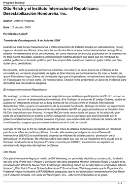 Otto Reich Y El Instituto Internacional Republicano: Desestabilización