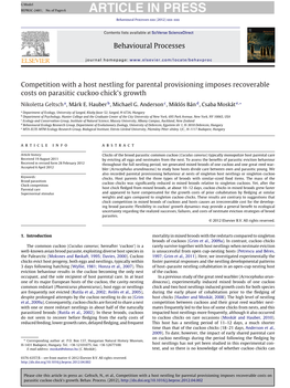 Competition with a Host Nestling for Parental Provisioning Imposes Recoverable