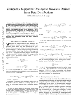 Compactly Supported One-Cyclic Wavelets Derived from Beta Distributions H