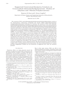 Supported Constrained-Geometry Catalysts on Cross-Linked (Aminomethyl)Polystyrene: Studies of Ethylene and 1-Octene Polymerizations