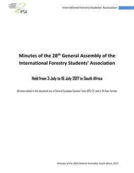 Minutes of the 28Th General Assembly-2017-Southafrica