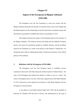 Chapter IV Impact of the Europeans in Bijapur Sultanate 1510-1686