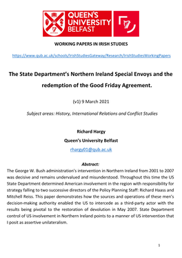 The State Department's Northern Ireland Special Envoys and The
