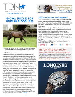 Global Success for German Bloodlines G1 Gran Premio Di Jockey Club in Italy in 2004 Under Andreas Cont