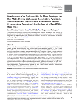 Development of an Optimum Diet for Mass Rearing of The