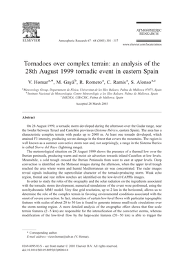 An Analysis of the 28Th August 1999 Tornadic Event in Eastern Spain