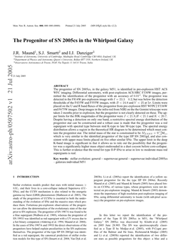 Arxiv:Astro-Ph/0507502 V1 21 Jul 2005