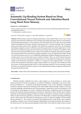 Automatic Lip-Reading System Based on Deep Convolutional Neural Network and Attention-Based Long Short-Term Memory