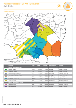 VERSPREIDINGSGEBIED HUIS AAN HUISKRANTEN Regio Drenthe