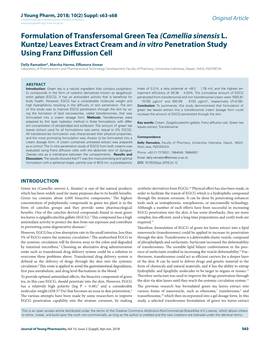 Formulation of Transfersomal Green Tea (Camellia Sinensis L. Kuntze) Leaves Extract Cream and in Vitro Penetration Study Using Franz Diffussion Cell