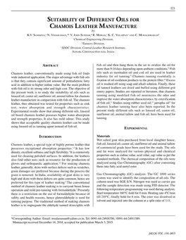 Suitability of Different Oils for Chamois Leather Manufacture by K.V