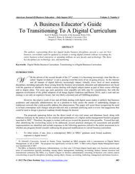 A Business Educator's Guide to Transitioning to a Digital Curriculum