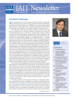 Newsletter Third Quarter 2007 International Association for Energy Economics