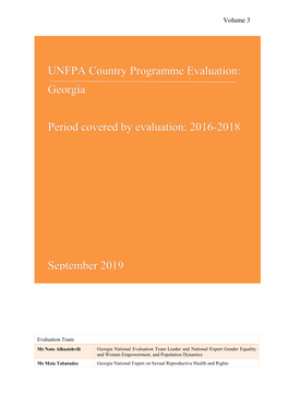 UNFPA Country Programme Evaluation: Georgia Period Covered