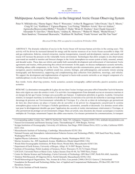 Multipurpose Acoustic Networks in the Integrated Arctic Ocean Observing System