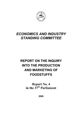 Inquiry Into the Production and Marketing of Foodstuffs