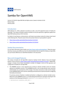 Samba for Openvms