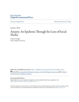 Anxiety: an Epidemic Through the Lens of Social Media Holly M