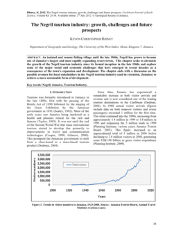 The Negril Tourism Industry: Growth, Challenges and Future Prospects