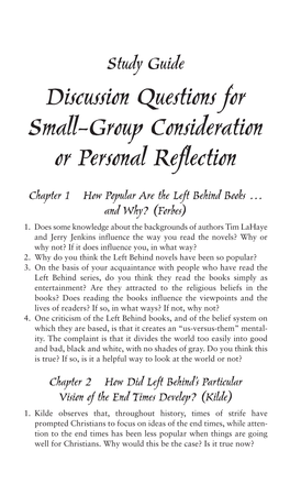 Discussion Questions for Small-Group Consideration Or Personal Reflection