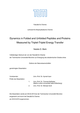 Dynamics in Folded and Unfolded Peptides and Proteins Measured by Triplet-Triplet Energy Transfer