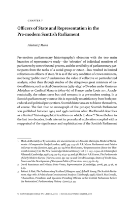 Officers of State and Representation in the Pre-Modern Scottish Parliament