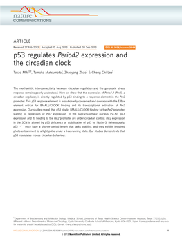 P53 Regulates Period2 Expression and the Circadian Clock