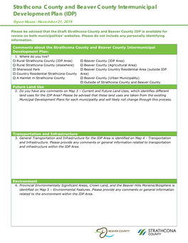 Strathcona County and Beaver County Intermunicipal Development Plan (IDP)