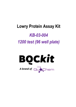 Lowry Protein Assay Kit KB-03-004 1200 Test (96 Well Plate)