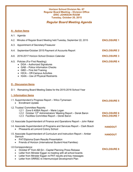 Regular Board Meeting Agenda