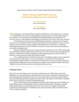 Hudson–Bergen Light Rail System and Economic Development on the Waterfront