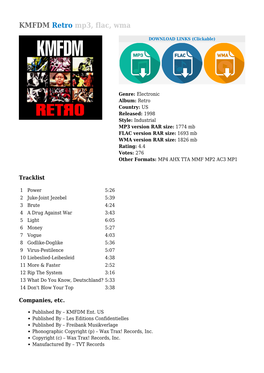 KMFDM Retro Mp3, Flac, Wma