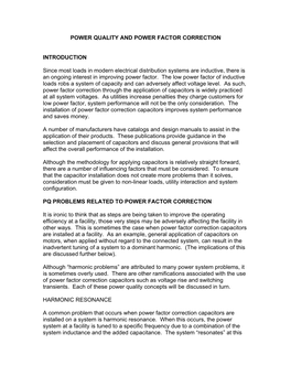 Power Quality and Power Factor Correction