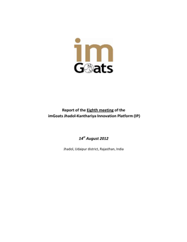Report of the Eighth Meeting of the Imgoats Jhadol-Kanthariya Innovation Platform (IP)