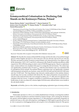 Ectomycorrhizal Colonisation in Declining Oak Stands on the Krotoszyn Plateau, Poland