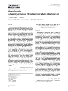 Soybean Oligosaccharides. Potential As New Ingredients in Functional Food I