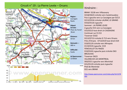 Circuit N° 19 : La Pierre Levée – Orsans Itinéraire