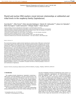 Plastid and Nuclear DNA Markers Reveal Intricate Relationships at Subfamilial and Tribal Levels in the Soapberry Family (Sapindaceae)