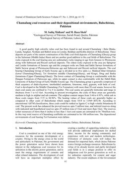 Chamalang Coal Resources and Their Depositional Environments, Balochistan, Pakistan