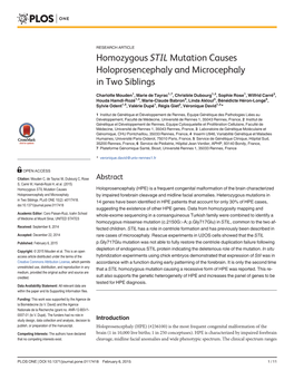 Homozygous STIL Mutation Causes Holoprosencephaly and Microcephaly in Two Siblings