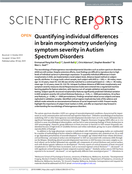 Quantifying Individual Differences in Brain Morphometry Underlying Symptom Severity in Autism Spectrum Disorders