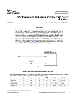 Intel Strataflash Embedded Memory (P30) Power Solutions Michael Day