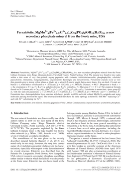 20, a New Secondary Phosphate Mineral from the Foote Mine, USA