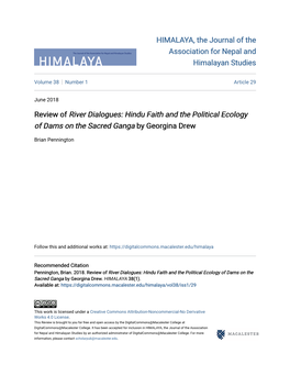 Review of <I>River Dialogues: Hindu Faith and the Political Ecology Of