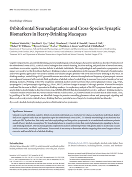 Orbitofrontal Neuroadaptations and Cross-Species Synaptic Biomarkers in Heavy-Drinking Macaques