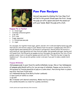 Paw Paw Recipes