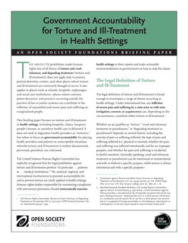 Government Accountability for Torture and Ill-Treatment in Health Settings