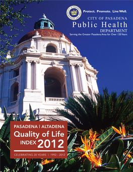 Public Health DEPARTMENT Serving the Greater Pasadena Area for Over 120 Years