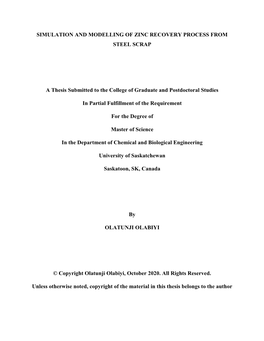 Simulation and Modelling of Zinc Recovery Process from Steel Scrap