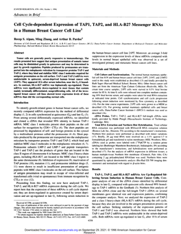 Cell Cycle-Dependent Expression of TAPI, TAP2, and HLA-B27 Messenger Rnas in a Human Breast Cancer Cell Line1